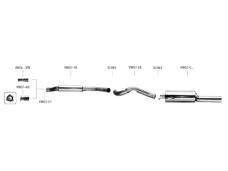 Bastuck Edelstahl Gr.A Komplettanlage VW Scirocco 2 - 1 x 90mm